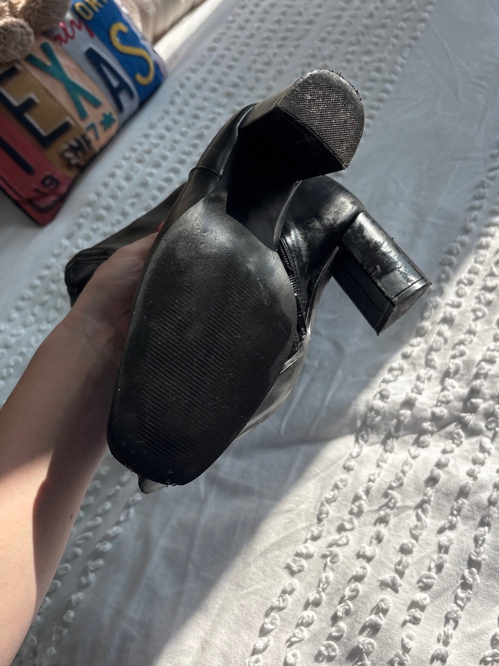 Steve Madden Black Knee-High Block Heel Boots - Picture 3 of 4